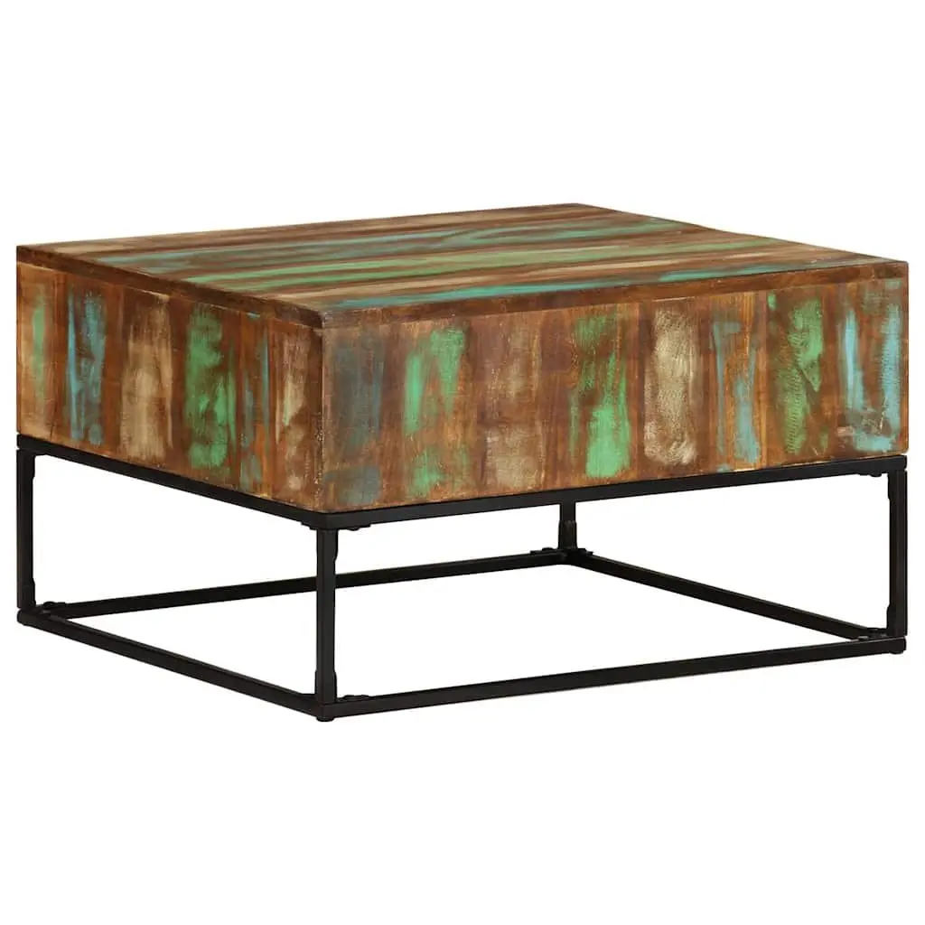 Coffee Table Brown 68x68x41 cm Solid Reclaimed Wood Iron Legs