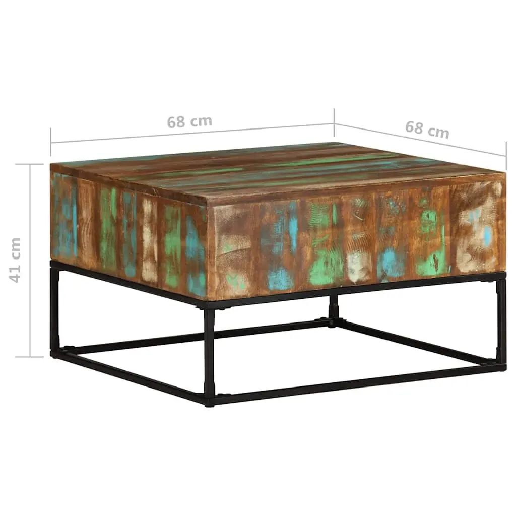 Coffee Table Brown 68x68x41 cm Solid Reclaimed Wood Iron Legs