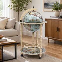 Elegant Globe Bar Wine Stand with Mobile Wheels
