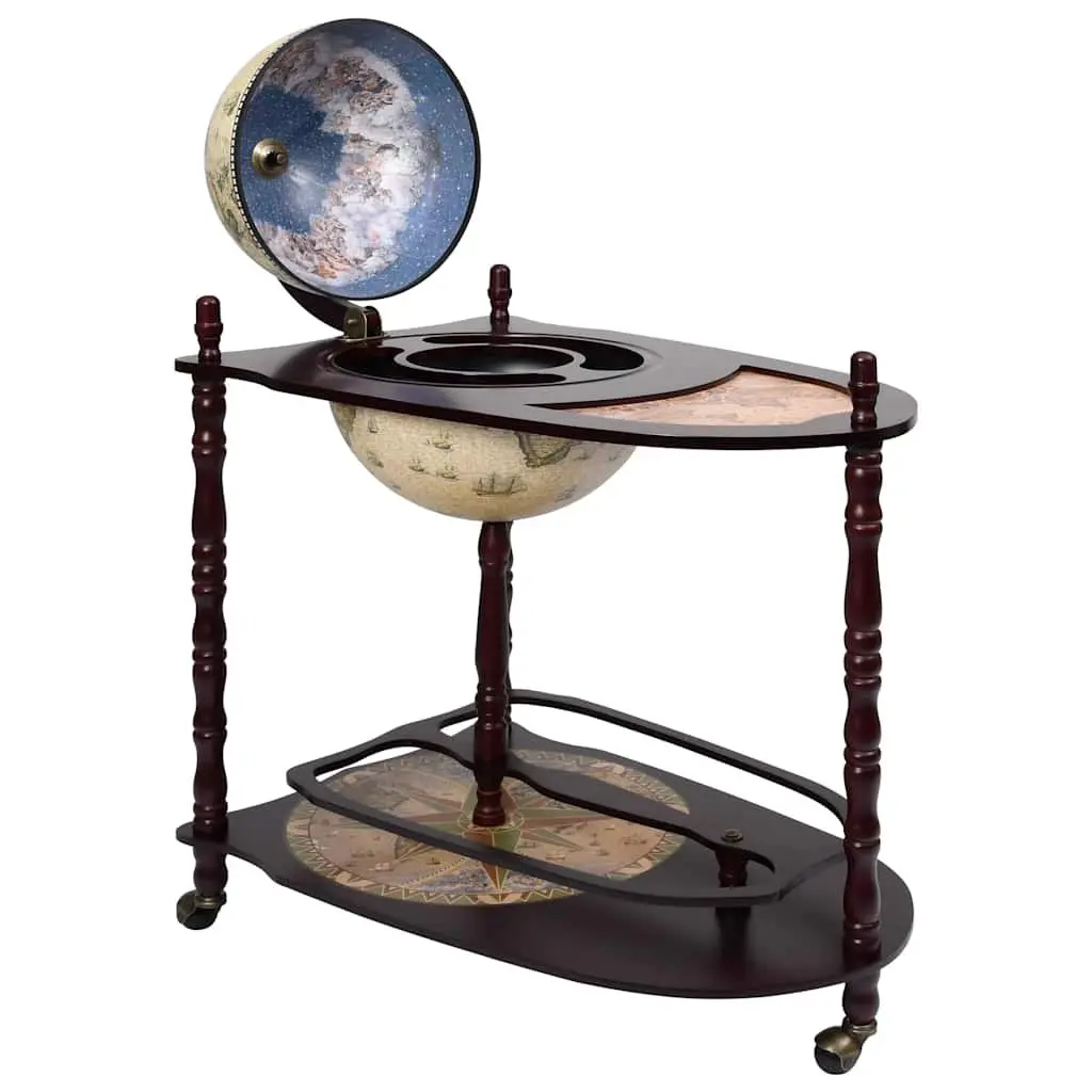 Freestanding Globe Bar Cabinet Wine Stand on Wheels Home Office Decor Green