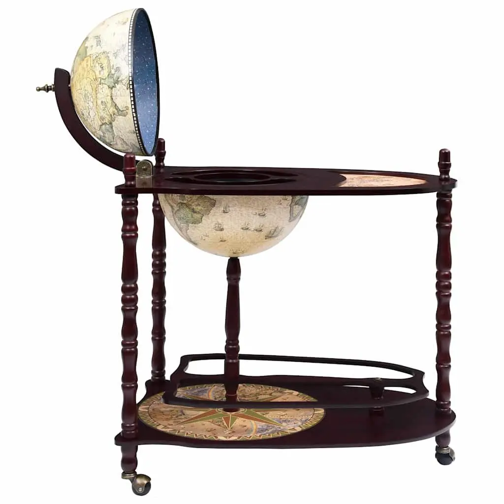 Freestanding Globe Bar Cabinet Wine Stand on Wheels Home Office Decor Green