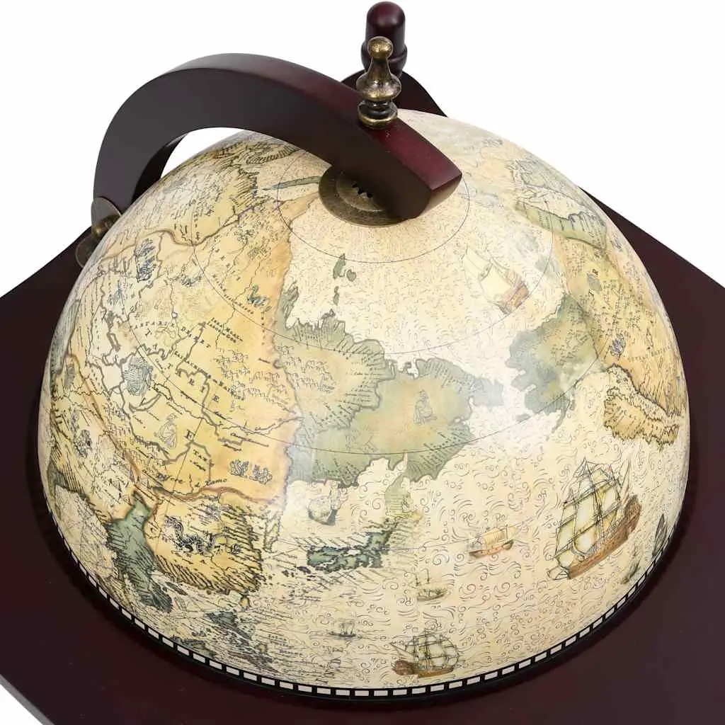 Freestanding Globe Bar Cabinet Wine Stand on Wheels Home Office Decor Green