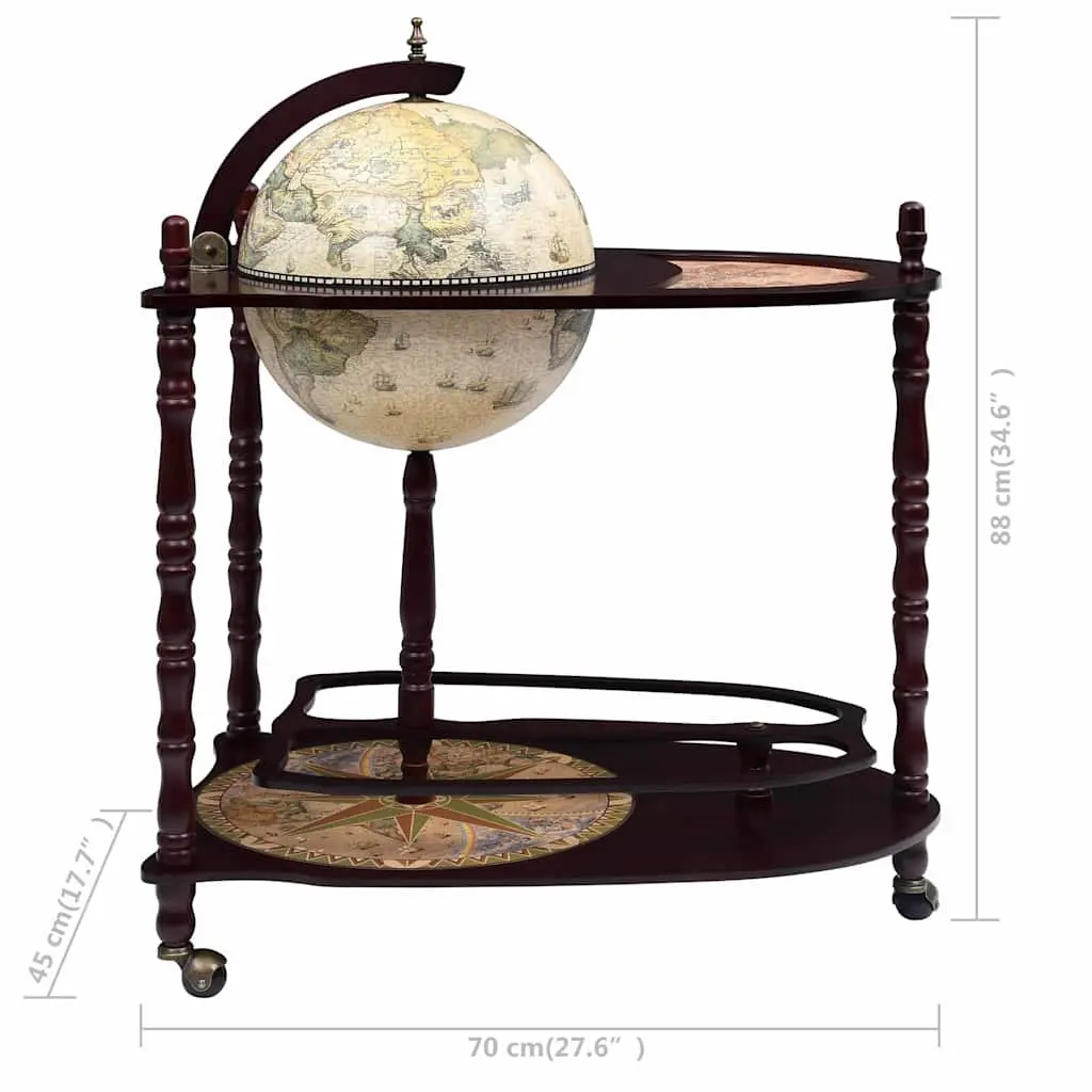 Freestanding Globe Bar Cabinet Wine Stand on Wheels Home Office Decor Green