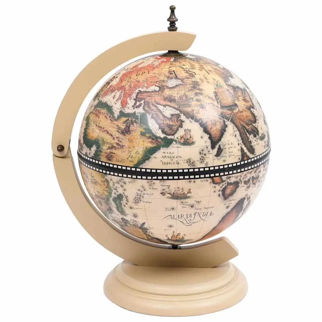 Rotating Globe Bar Wine Stand in White Eucalyptus