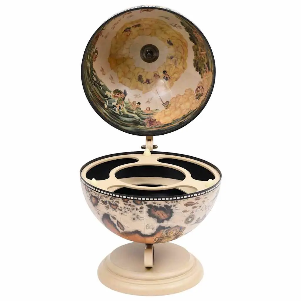Rotating Globe Bar Wine Stand in White Eucalyptus