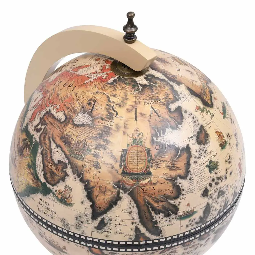 Rotating Globe Bar Wine Stand in White Eucalyptus