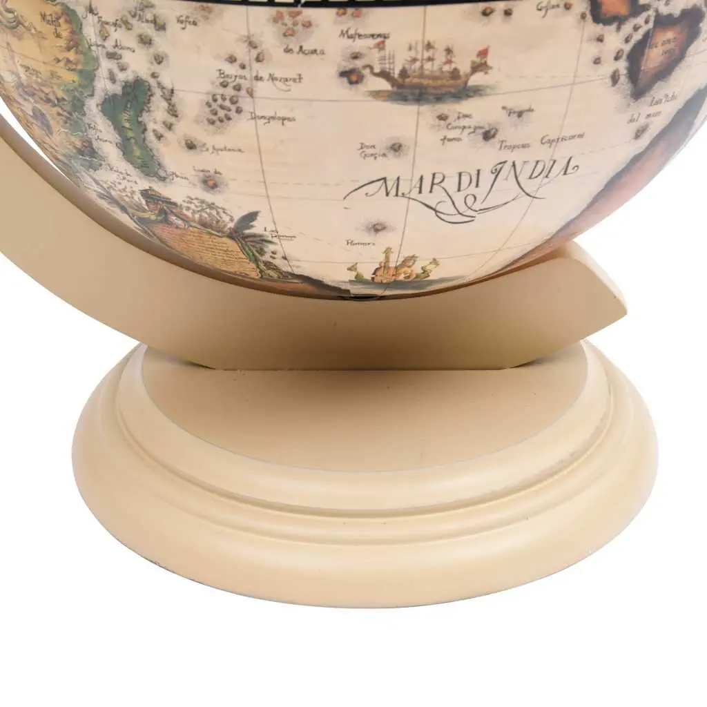 Rotating Globe Bar Wine Stand in White Eucalyptus
