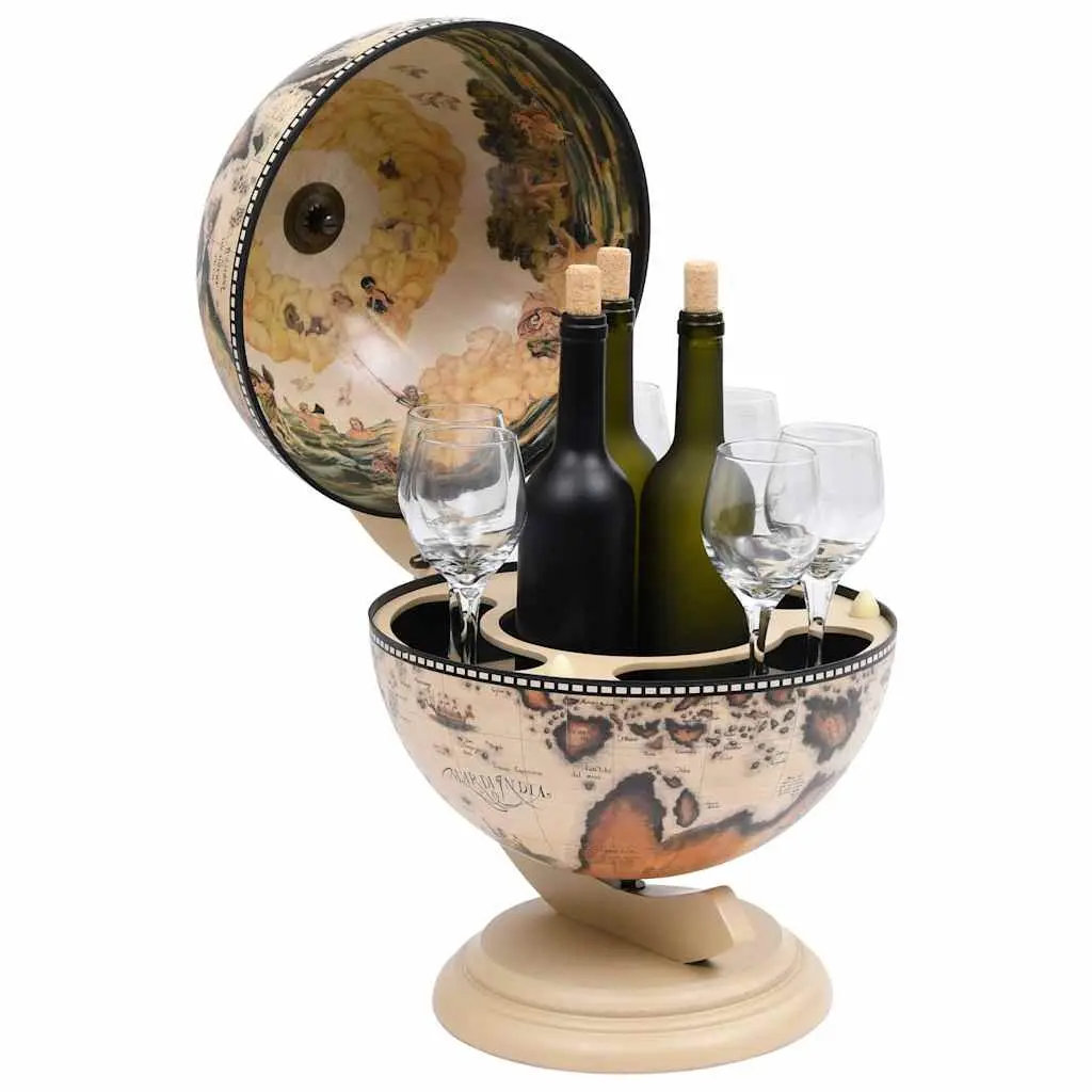 Rotating Globe Bar Wine Stand in White Eucalyptus