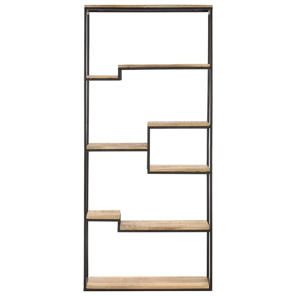 Bookcase Industrial 80x30x180 cm Rough Mango Wood Shelving Storage Display Unit