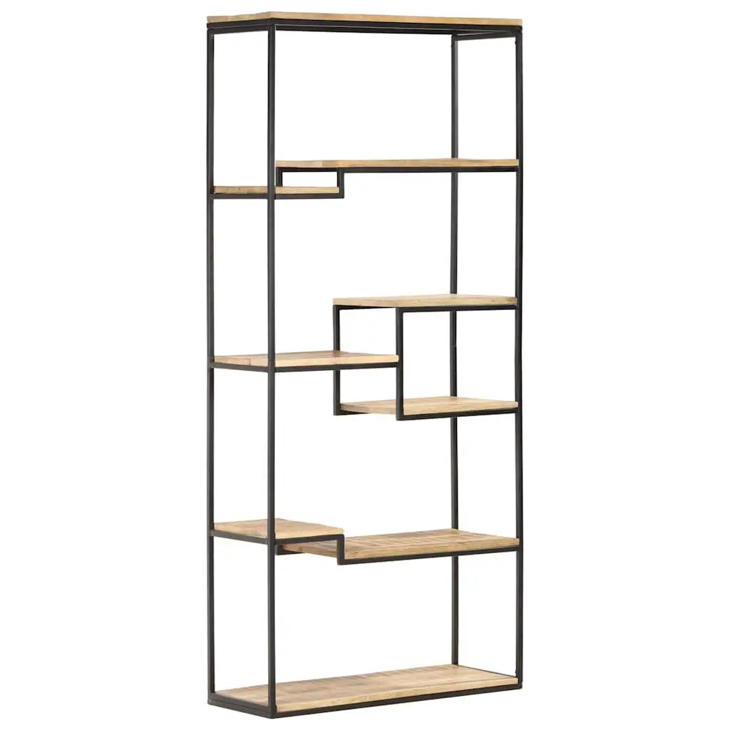 Bookcase Industrial 80x30x180 cm Rough Mango Wood Shelving Storage Display Unit