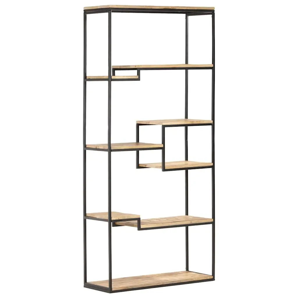 Bookcase Industrial 80x30x180 cm Rough Mango Wood Shelving Storage Display Unit