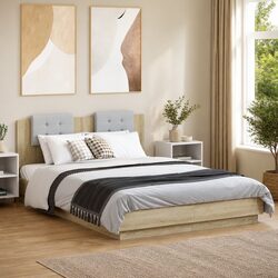 Contemporary Bed Frame with Headboard and RGB LED Lights