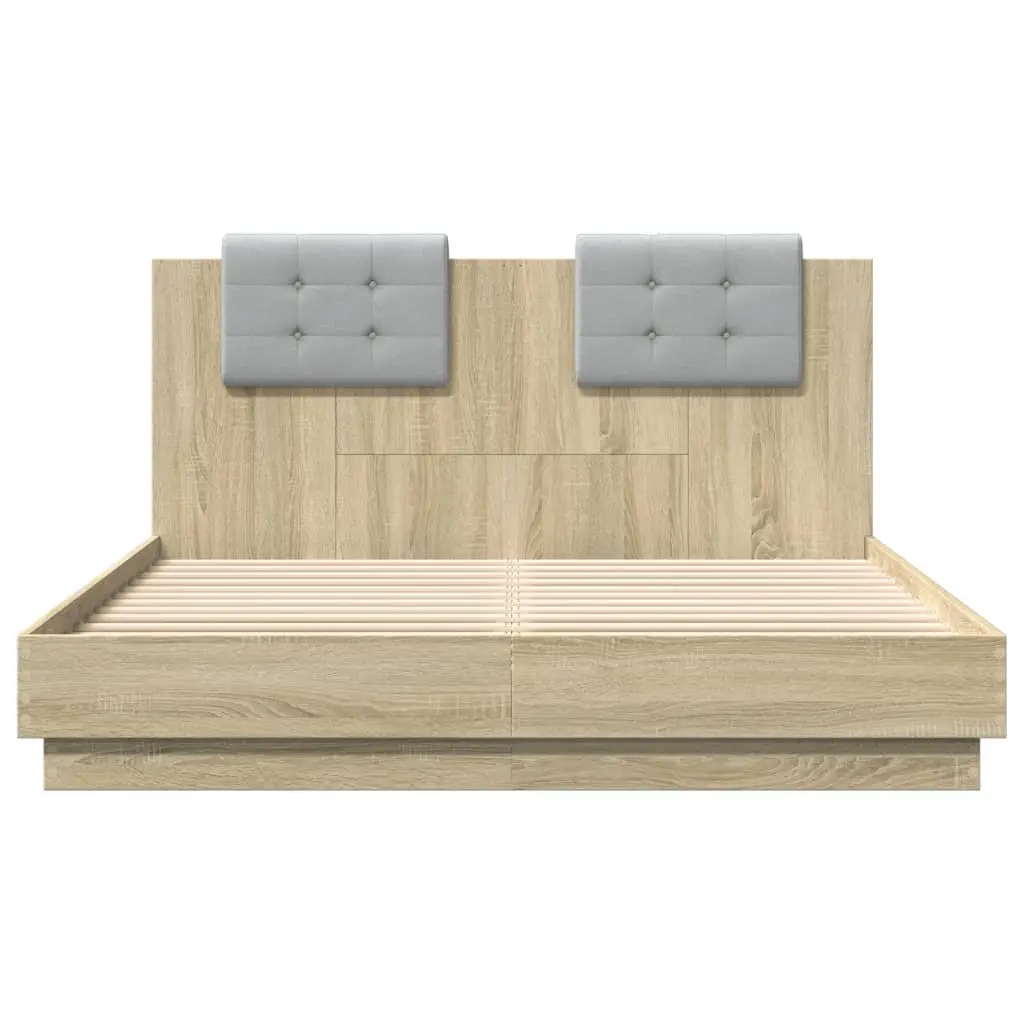 Bed Frame with Headboard and RGB LED Lights