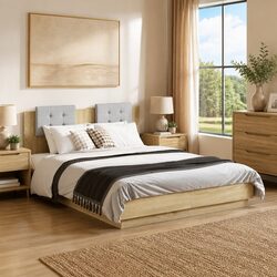 Brown Engineered Wood Bed Frame with LED Lights 135x190cm
