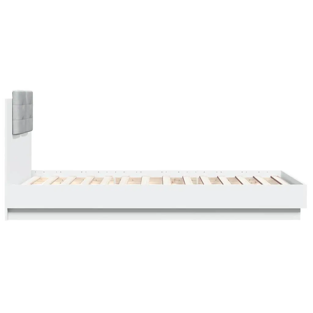 White Bed Frame with RGB LED Headboard 90x190 cm