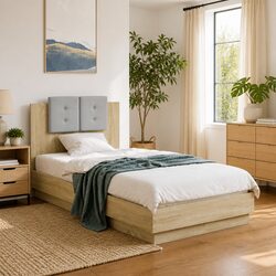 Sonoma Oak Bed Frame with RGB LED Headboard 90x190cm