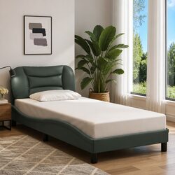 Dark Grey Upholstered Bed Frame with LED Lights 90x190 cm