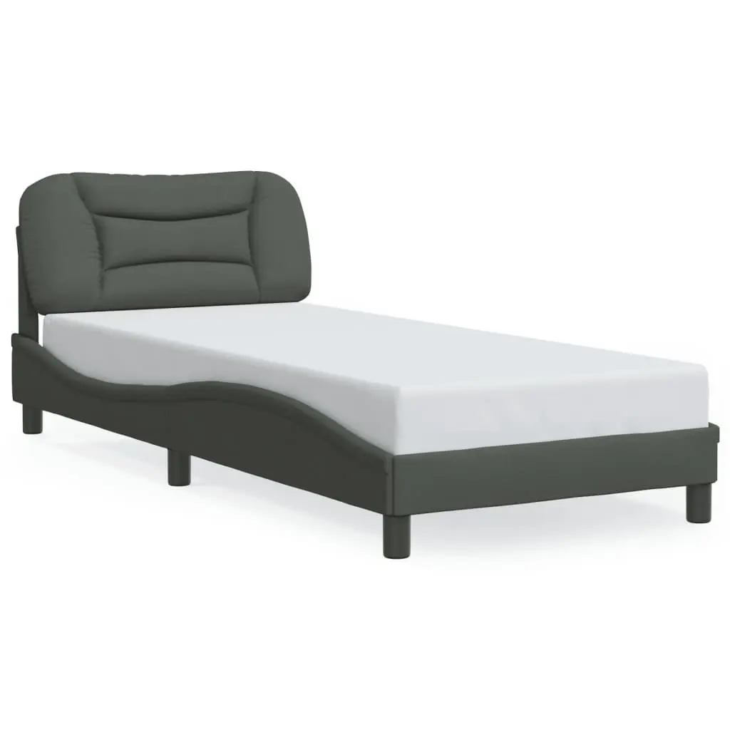 Dark Grey Upholstered Bed Frame with LED Lights 90x190 cm