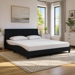 Luxurious King Bed Frame with LED Lighting and Velvet Headboard 180x200 cm