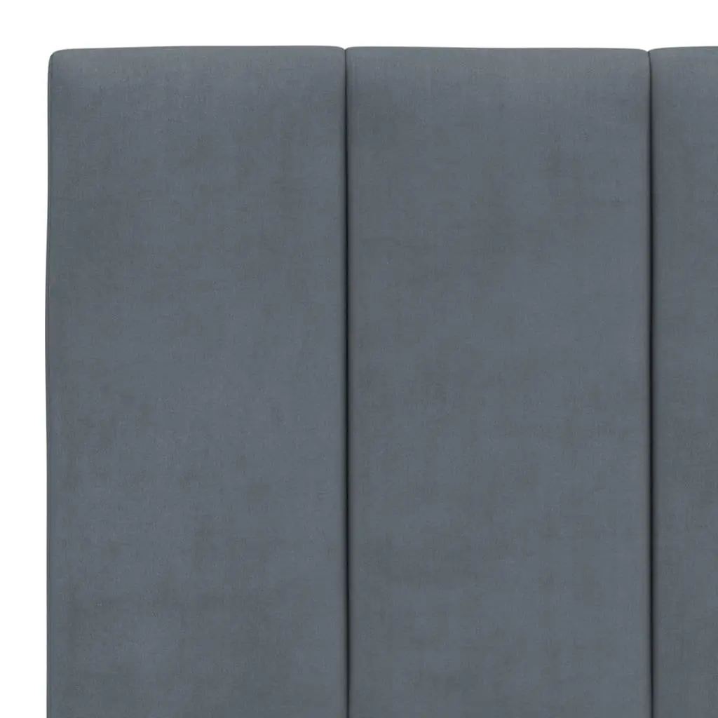 Queen Bed Frame Grey Velvet LED Headboard Modern Plywood Slats