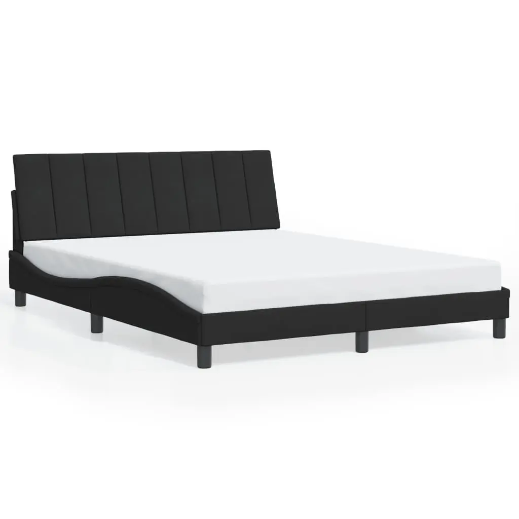 Black Velvet Queen Bed Frame with LED Lights 152x203 cm