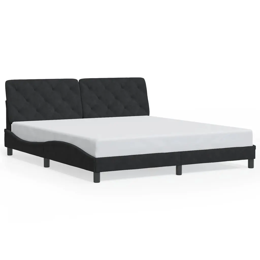Black Velvet Bed Frame with LED Lights 180x200 cm