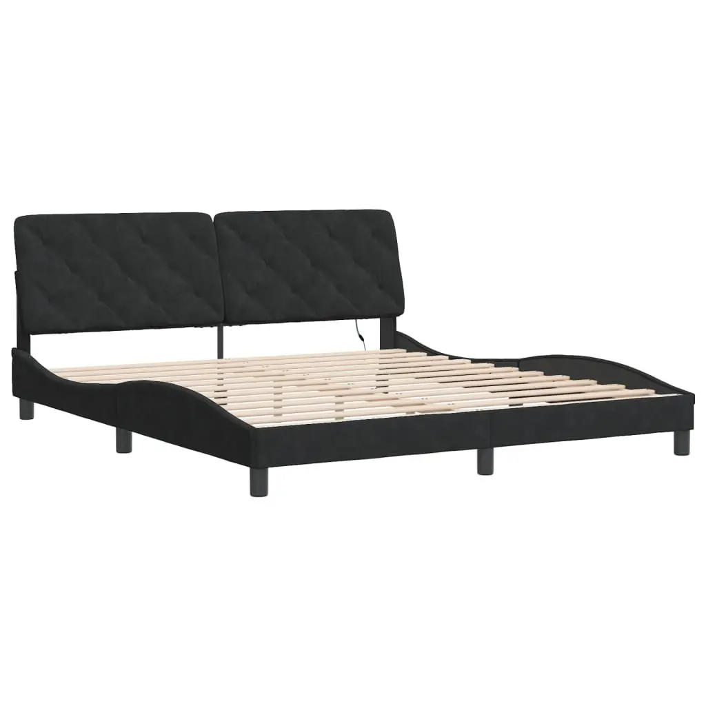 Black Velvet Bed Frame with LED Lights 180x200 cm