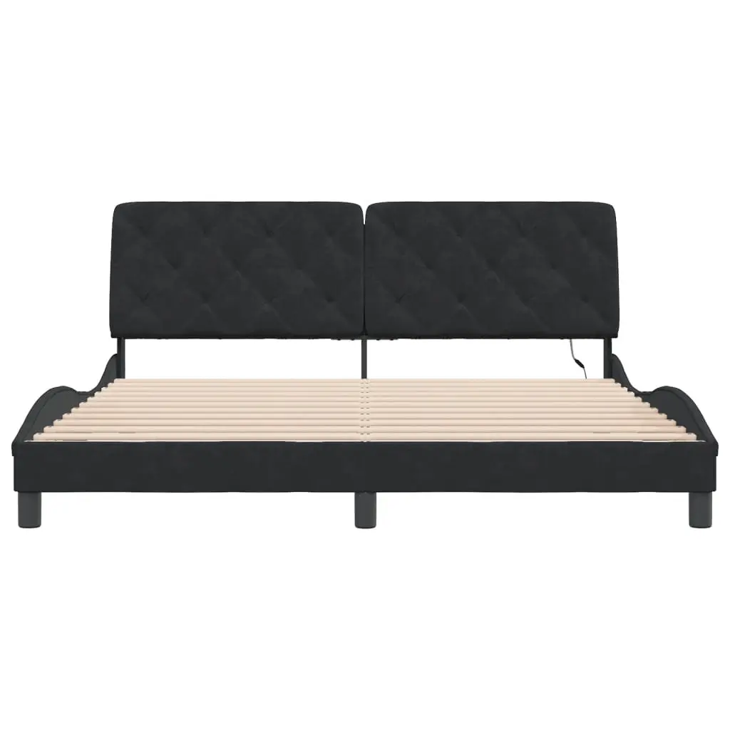 Black Velvet Bed Frame with LED Lights 180x200 cm