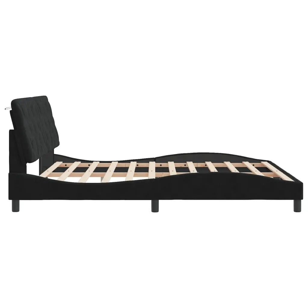 Black Velvet Bed Frame with LED Lights 180x200 cm