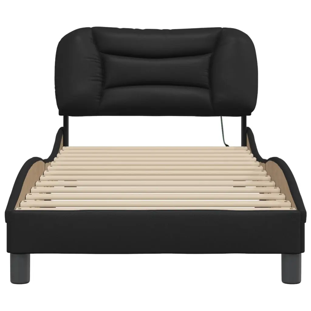 Black Bed Frame with LED Headboard 90x190 cm