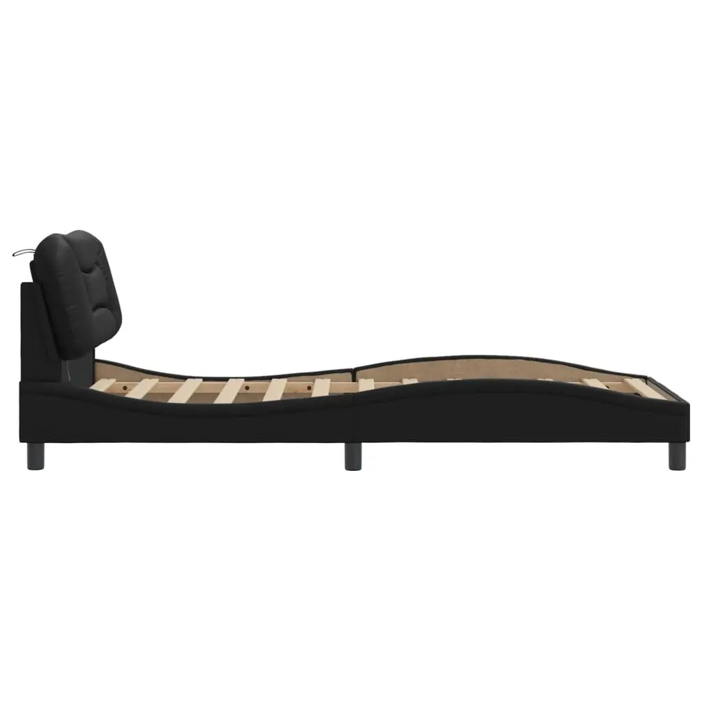Black Bed Frame with LED Headboard 90x190 cm