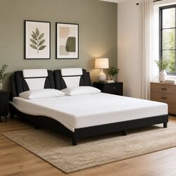 Faux Leather Bed Frame with LED Headboard 180x200 cm