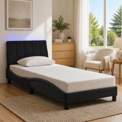 Velvet Bed Frame with LED Lights 90x190 cm Black
