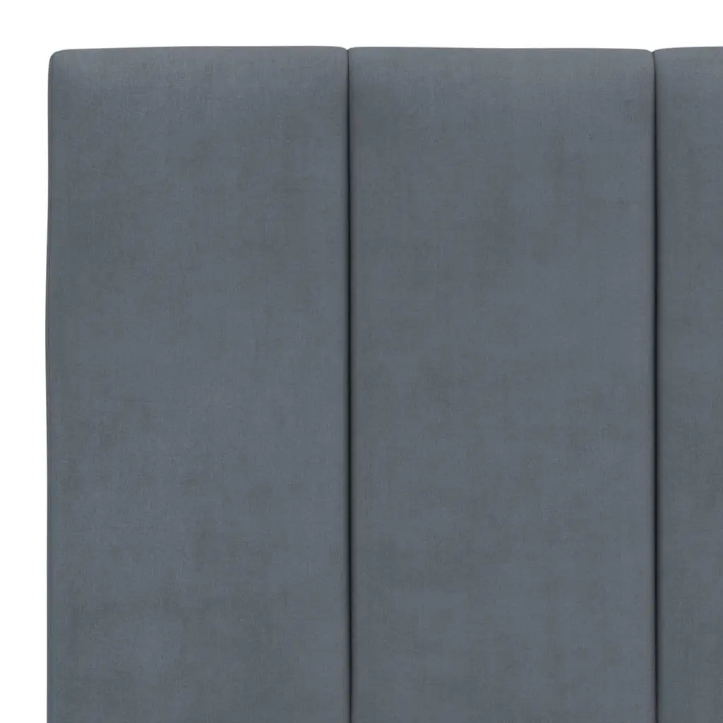 Queen Bed Frame with LED Grey Velvet Headboard