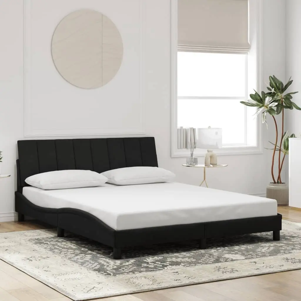 Queen Bed Frame Black Velvet Headboard 152x203 cm with LED Lights