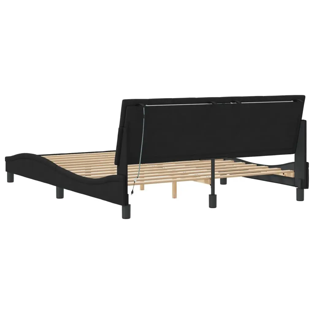 Queen Bed Frame Black Velvet Headboard 152x203 cm with LED Lights