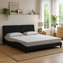 Velvet Bed Frame with LED Headboard Pillow 180x200 cm
