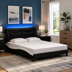 LED Bed Frame in Black and White 137x190cm