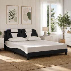 Stylish Bed Frame with LED Lighting in Black and White