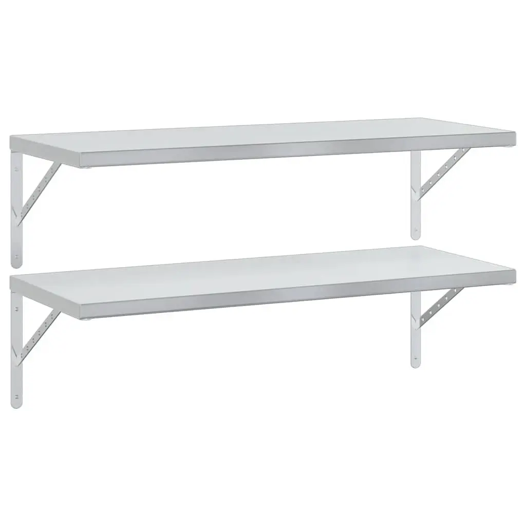 Wall Shelves Stainless Steel 100x40 cm Floating Storage Display Shelf 2 pcs