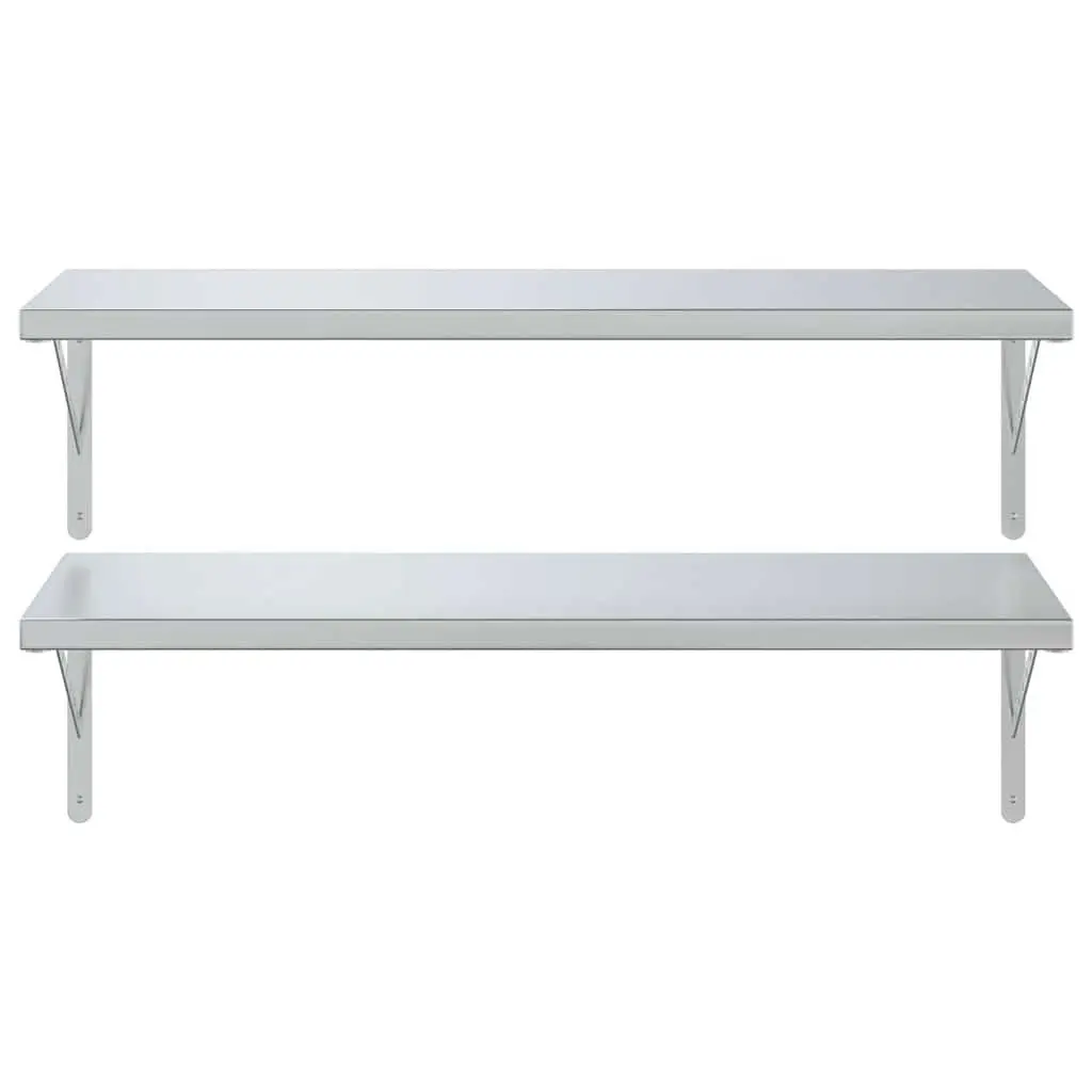 Wall Shelves Stainless Steel 100x40 cm Floating Storage Display Shelf 2 pcs