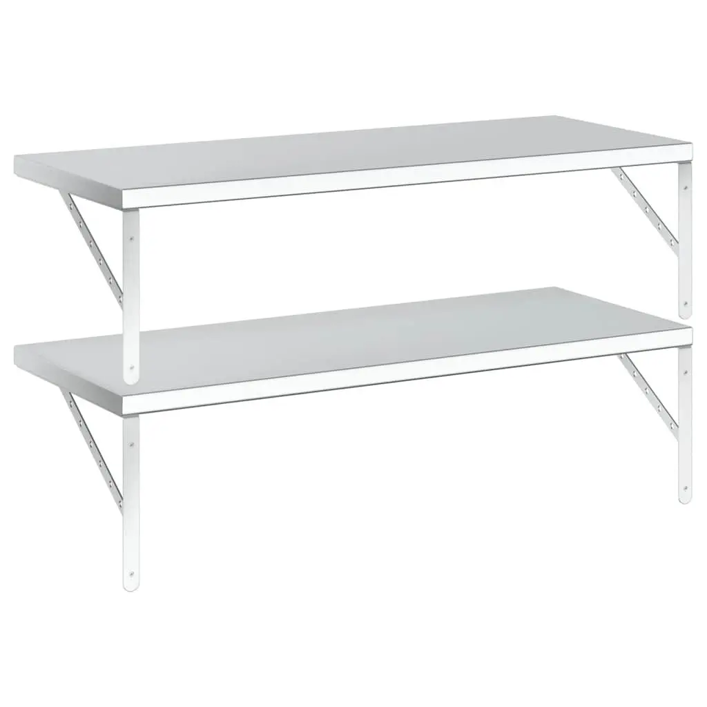 Wall Shelves Stainless Steel 100x40 cm Floating Storage Display Shelf 2 pcs