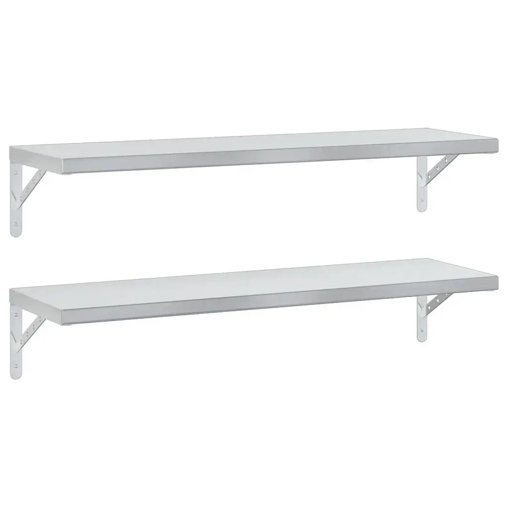 Wall Shelves Stainless Steel 100x30 cm Floating Storage Shelving 2 Piece