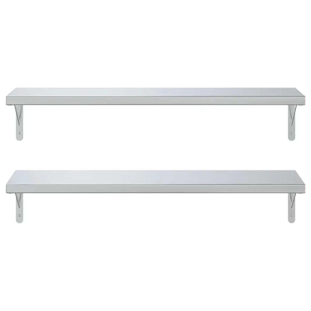 Wall Shelves Stainless Steel 100x30 cm Floating Storage Shelving 2 Piece
