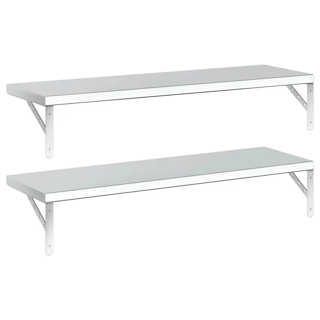 Wall Shelves Stainless Steel 100x30 cm Floating Storage Shelving 2 Piece
