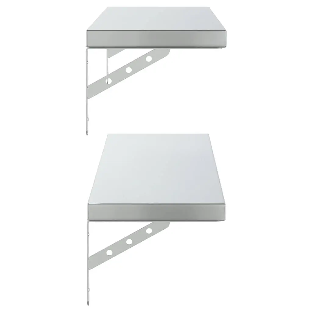 Wall Shelves Silver 100x23.5 cm Stainless Steel Floating Storage Display Rack 2 Piece