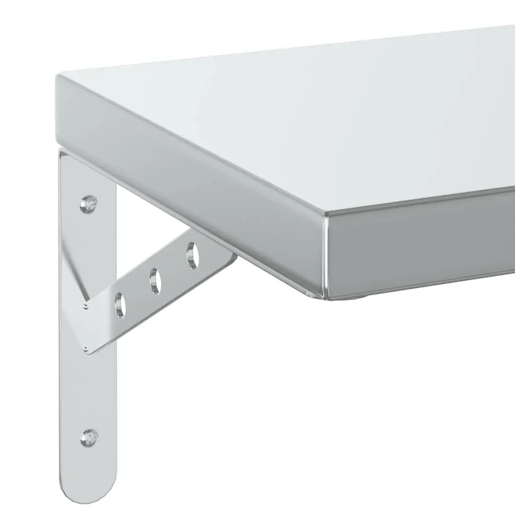 Wall Shelves Silver 100x23.5 cm Stainless Steel Floating Storage Display Rack 2 Piece