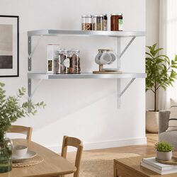 Silver Floating Shelves 2 pcs 75x40 cm for Stylish Storage