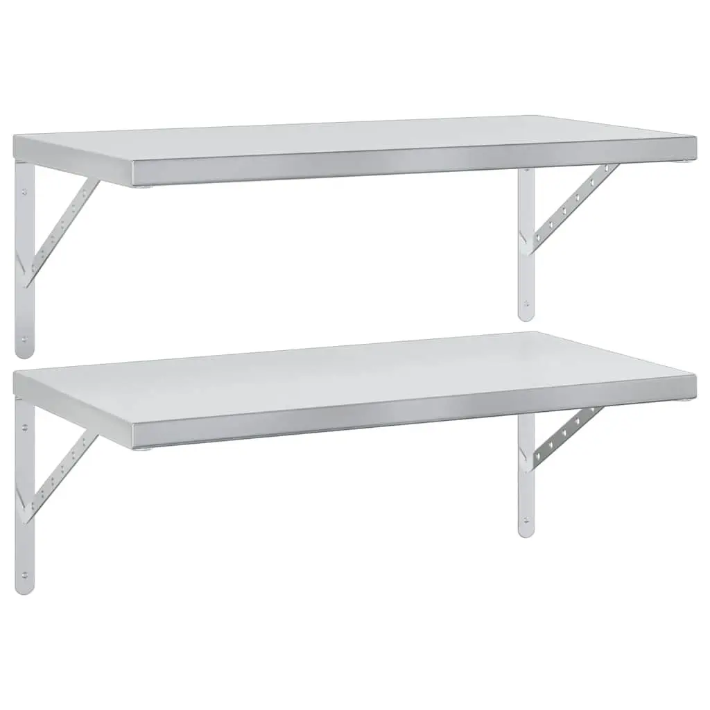 Wall Shelves 2 pcs 75x40 cm Silver Floating Storage Shelving Display Rack
