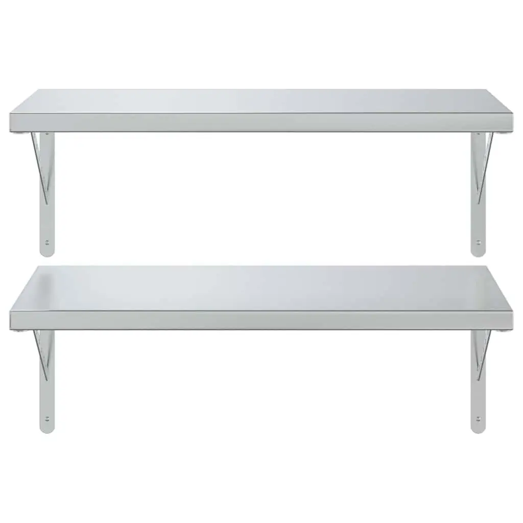Wall Shelves 2 pcs 75x40 cm Silver Floating Storage Shelving Display Rack